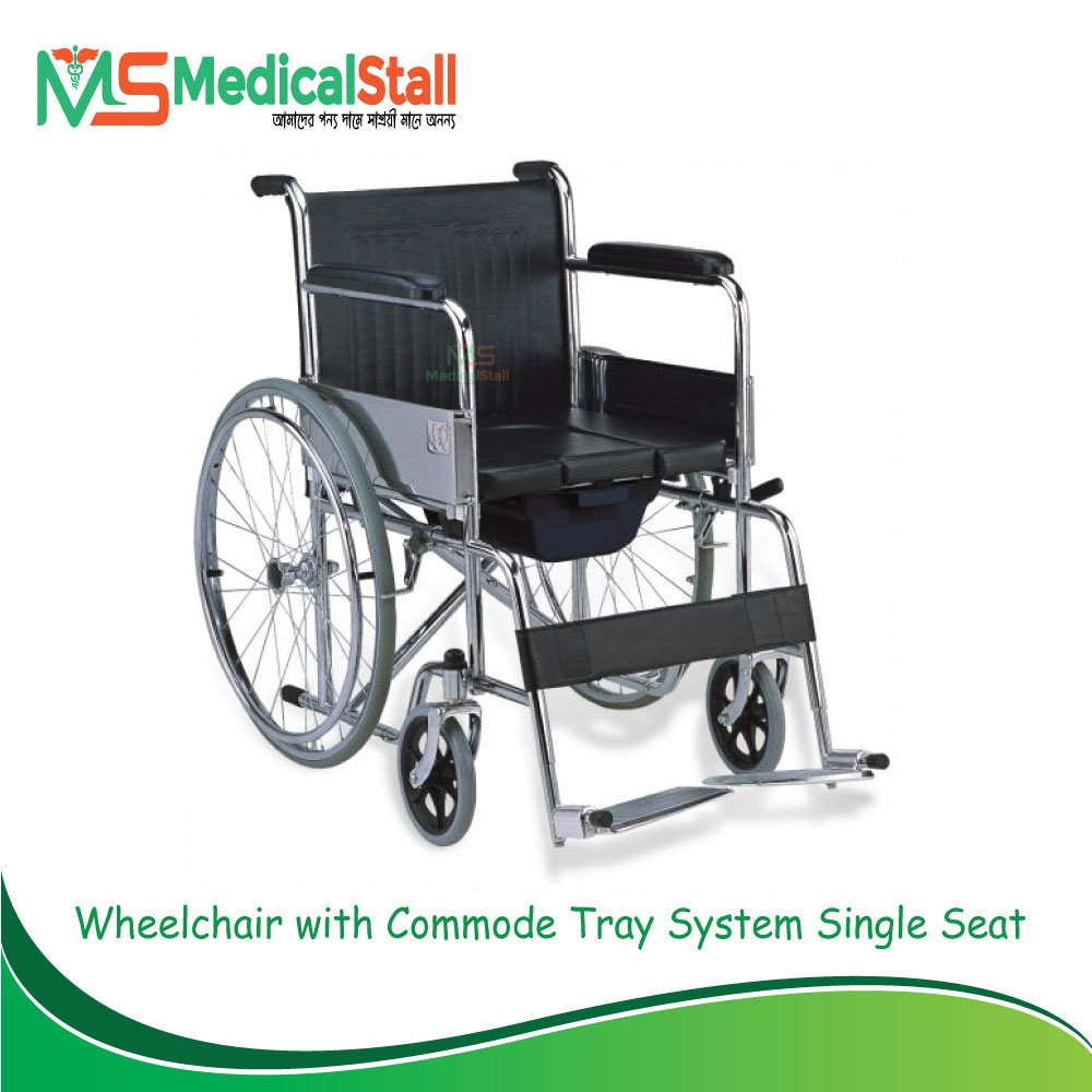 Wheelchair with Commode Tray System Single Seat